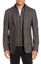 Men's Boss Nanon Trim Fit Plaid Wool Blend Sport Coat L - Black