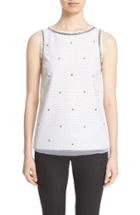 Women's St. John Collection Flocked Polka Dot Mesh Shell