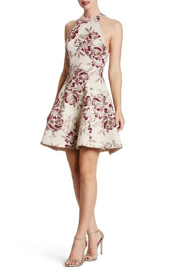 Women's Dress The Population Hannah Fit & Flare Dress - Burgundy