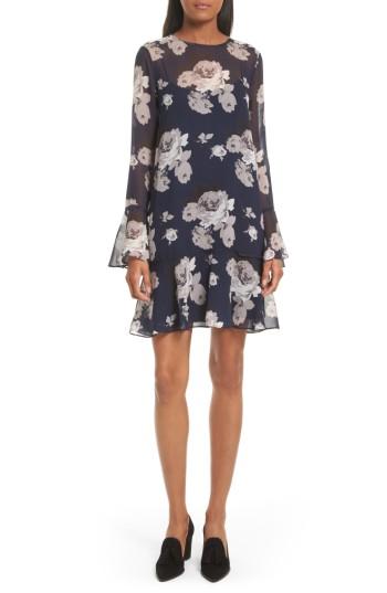 Women's Theory Marah Floral Chiffon Dress - Blue