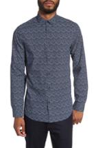 Men's Calibrate Slim Fit Print Sport Shirt - Blue