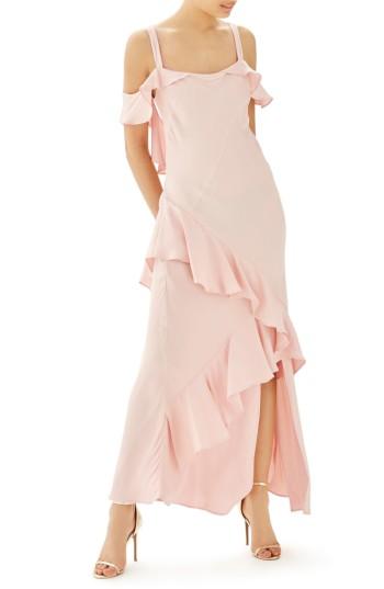 Women's Topshop Bride Cold Shoulder Ruffle Gown Us (fits Like 0-2) - Orange