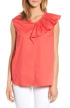 Women's Halogen Gathered Ruffle Top - Coral