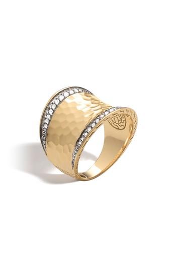 Women's John Hardy Hammered Saddle Ring With Diamonds