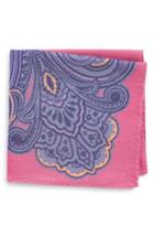 Men's Eton Paisley Linen & Silk Pocket Square, Size - Pink