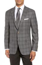 Men's Hickey Freeman Classic Fit Plaid Wool Sport Coat L - Brown