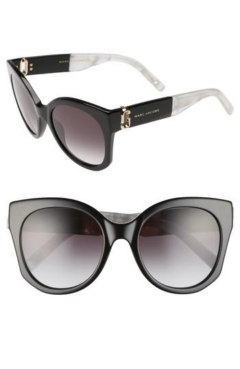 Women's Marc Jacobs 53mm Gradient Lens Cat Eye Sunglasses - Black