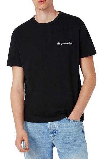 Men's Topman Not Me Embroidery T-shirt - Black