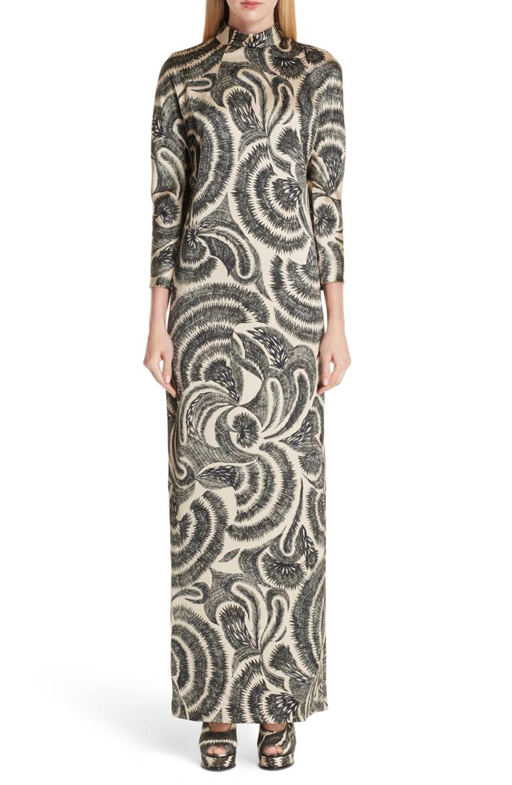 Women's Dries Van Noten Tattoo Print Maxi Dress