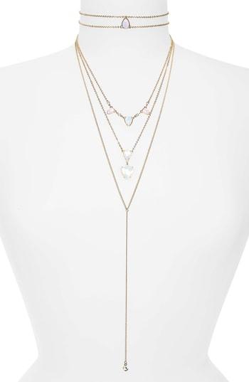 Women's Topshop Glitter Stone Multirow Combination Necklace