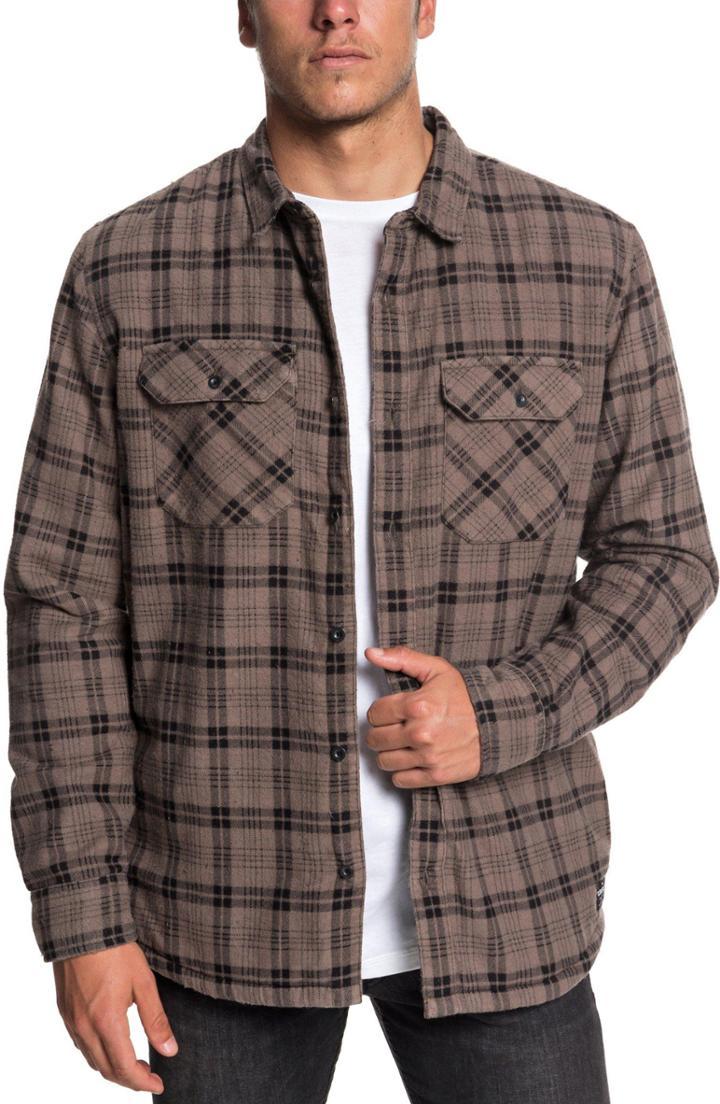 Men's Quiksilver Ikura Lined Flannel Shirt - Grey