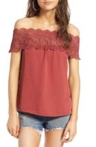Women's Wayf Lace Off The Shoulder Top - Pink