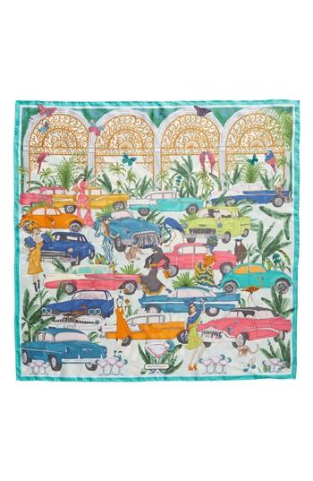 Women's Salvatore Ferragamo Comic Strip Silk Scarf, Size - Blue