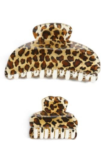 Tasha Set Of 2 Leo Jaw Clips, Size - Brown