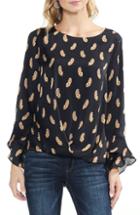 Women's Vince Camuto Trinket Geometric Pattern Button Up Blouse - Black