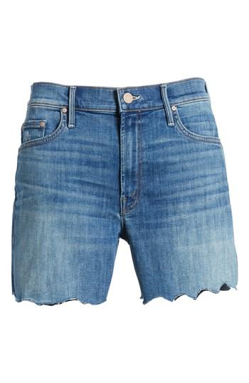 Women's Mother The Sinner Fray Denim Shorts - Blue
