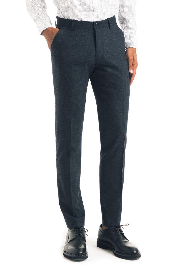 Men's Good Man Brand Flat Front Stretch Wool Trousers R - Blue