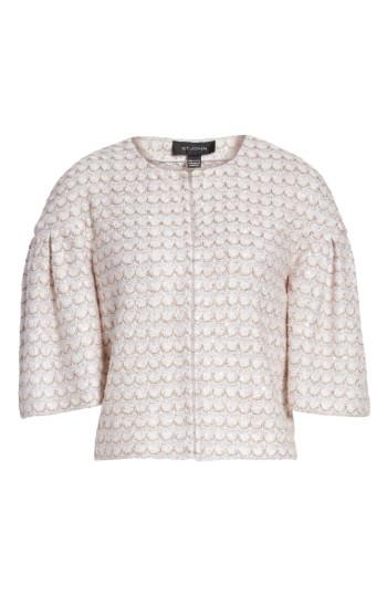 Women's St. John Collection Sequin Scallop Knit Bolero - White