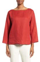 Women's Eileen Fisher Organic Handkerchief Linen Top, Size - Red