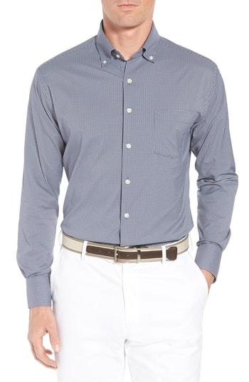 Men's Peter Millar Leschi Regular Fit Microcheck Performance Sport Shirt - Blue