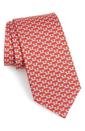 Men's Salvatore Ferragamo Fido Print Silk Tie, Size - Red
