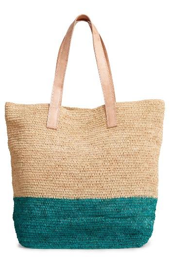 Mar Y Sol Montauk Woven Tote With Pom Charms - Blue