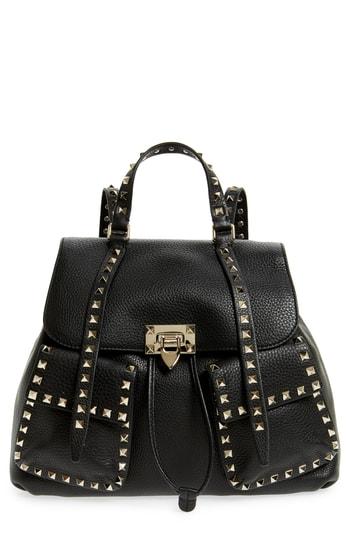 Valentino Garavani Rockstud Leather Backpack - Black