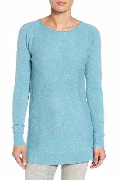 Women's Halogen High/low Wool & Cashmere Tunic Sweater, Size - Blue