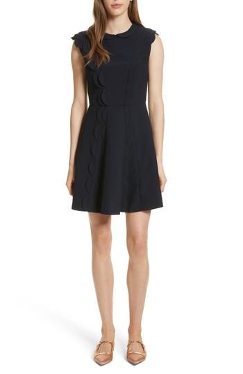 Women's Ted Baker London Scalloped Panel Fit & Flare Dress - Blue