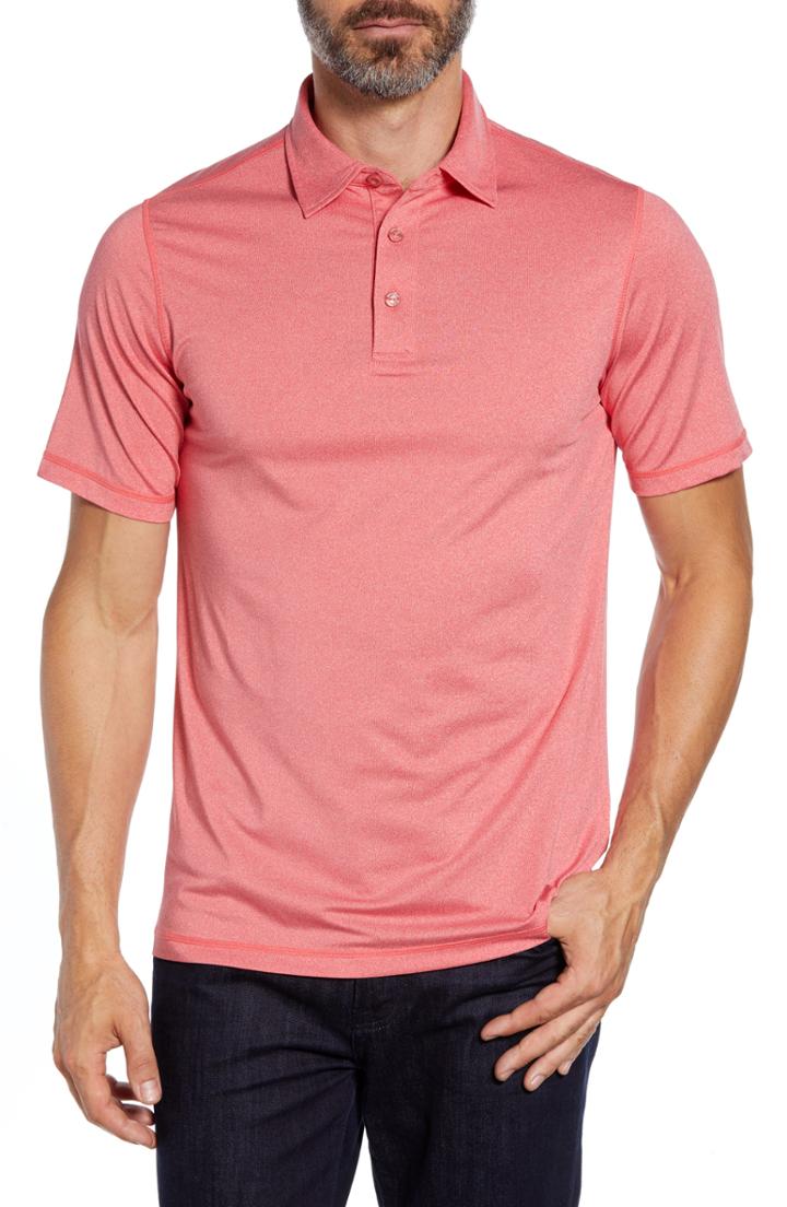 Men's Bugatchi Stretch Knit Polo, Size - Pink