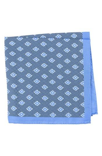 Men's Ted Baker London Diamond Silk Pocket Square, Size - Blue
