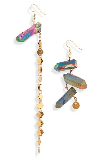 Women's Hespera Jewelry Asymmetrical Stardrop Quartz Earrings