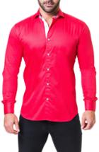 Men's Maceoo Einstein Satin Fit Sport Shirt, Size Medium - Red