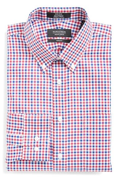 Men's Nordstrom Men's Shop Trim Fit Non-iron Check Dress Shirt