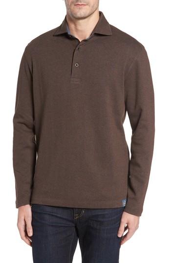 Men's Thaddeus Reiner Herringbone Long Sleeve Polo, Size - Metallic