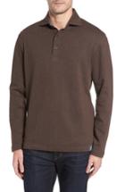 Men's Thaddeus Reiner Herringbone Long Sleeve Polo, Size - Metallic