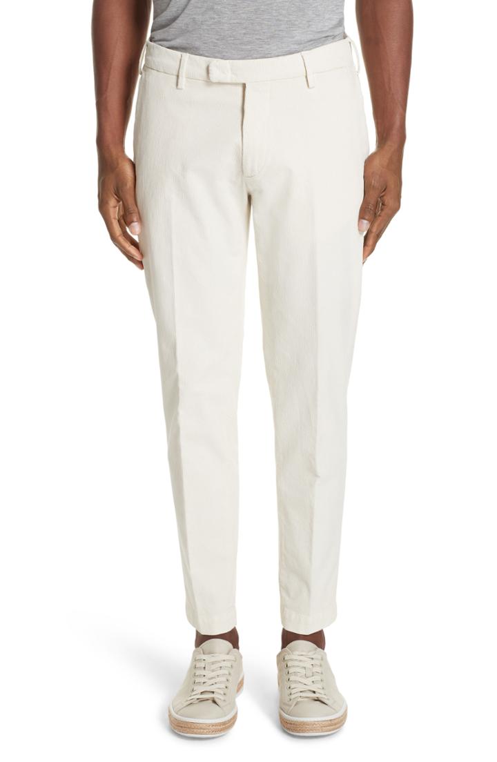 Men's Boglioli Flat Front Stretch Solid Cotton Blend Trousers
