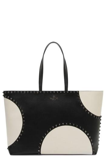 Valentino Garavani Rockstud Large Dot Leather Tote - Black