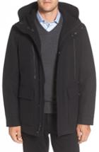 Men's Cole Haan Water Repellent Hooded Wool Jacket, Size - Black
