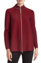 Women's Lafayette 148 New York Contrast Zip Cardigan, Size - Red