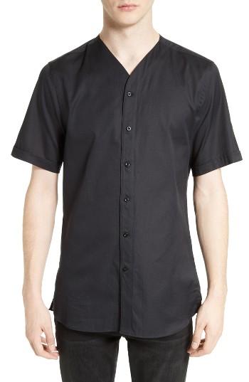 Men's The Kooples Classic Cotton Woven V-neck Shirt