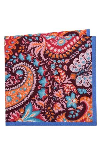 Men's Ted Baker London Morrisville Wool & Silk Pocket Square, Size - Burgundy