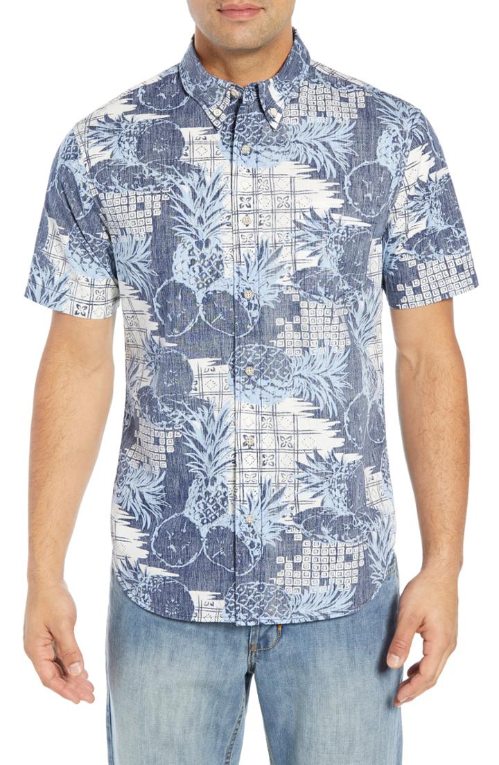 Men's Reyn Spooner Regular Fit Hookipa Sport Shirt, Size - Blue