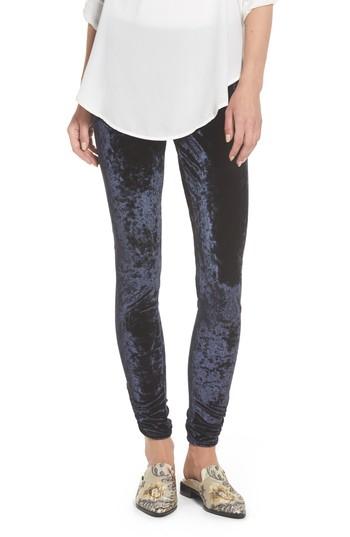 Women's Hue Keyhole Crushed Velvet Leggings - Blue