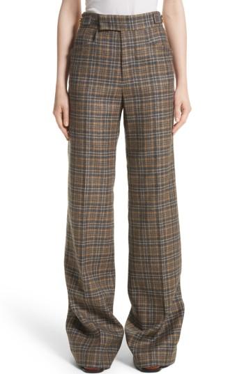 Women's Marc Jacobs Plaid Wool Blend Wide Leg Pants