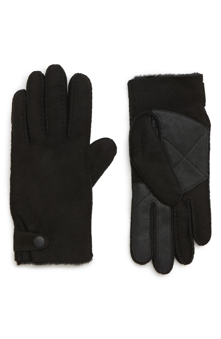 Men's Ugg Slim Genuine Shearling Gloves - Black