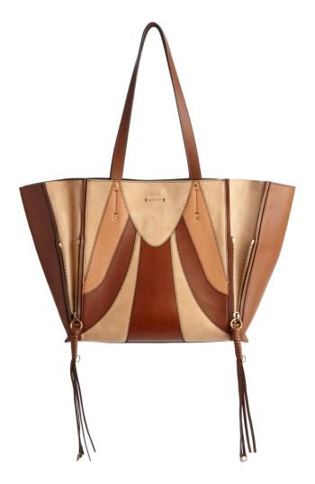 Chloe Medium Milo Calfskin Leather & Suede Tote - Beige