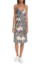 Women's Opening Ceremony Floral & Zebra Print Silk Slipdress - Blue