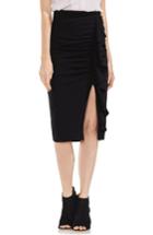 Women's Vince Camuto Front Ruffle Ponte Pencil Skirt, Size - Black