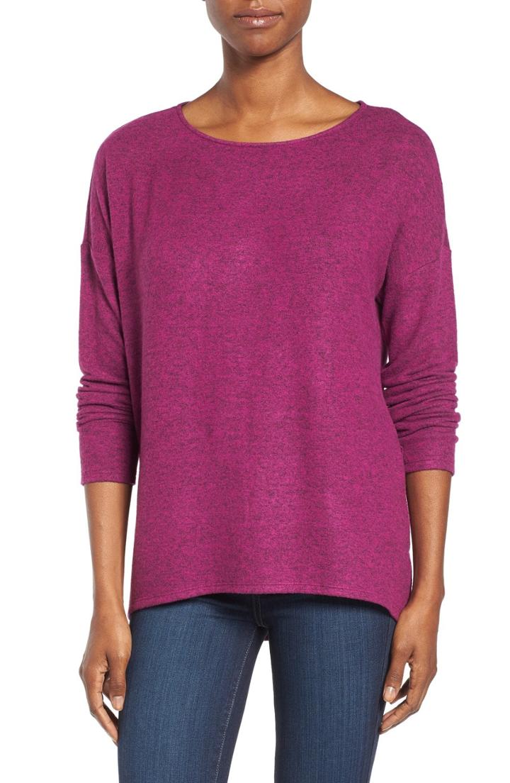 Women's Gibson Cozy Ballet Neck High/low Pullover - Purple